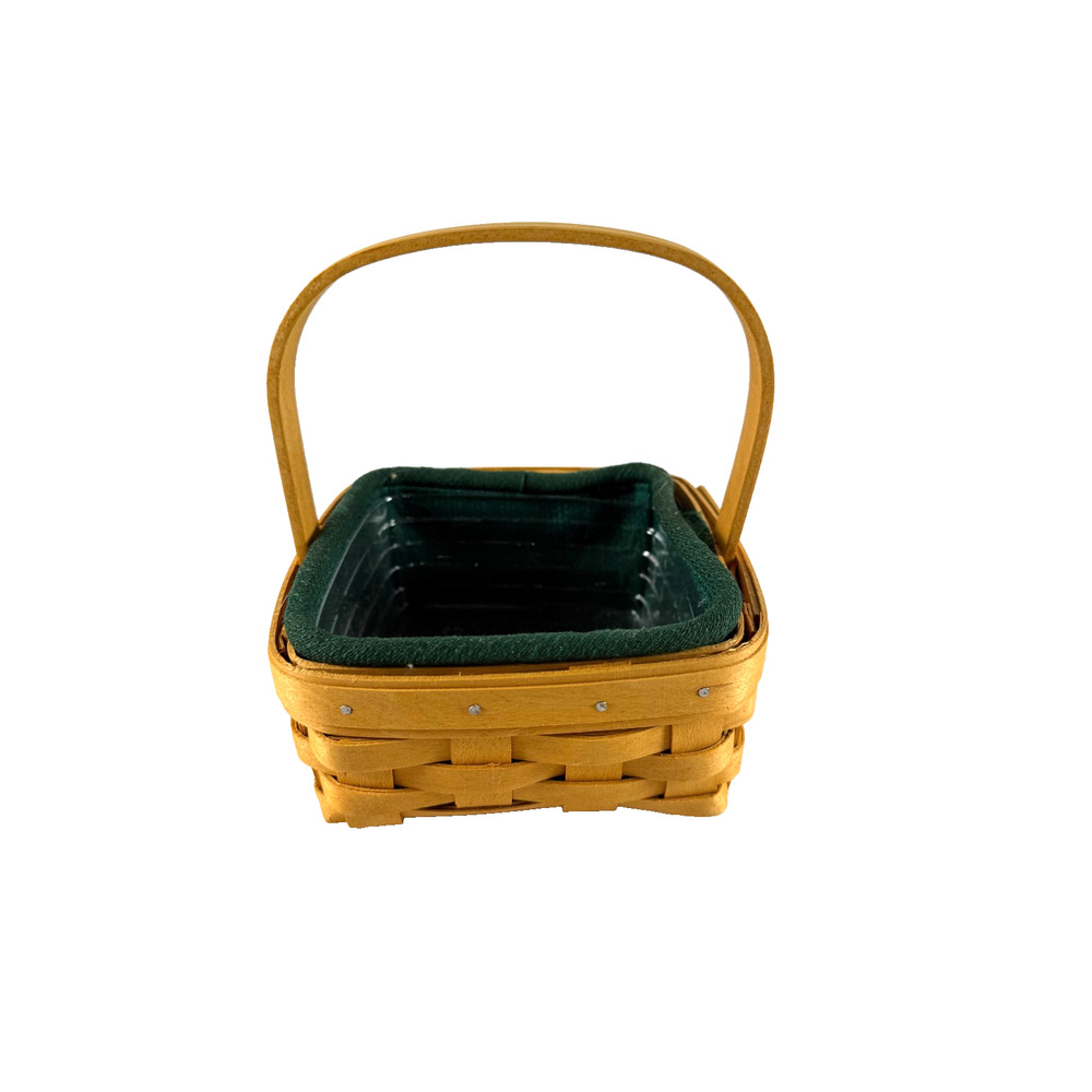 2001 Longaberger Tarragon Basket w/Green Liner & Protector 5.5L x 5.5W x 2.5H
